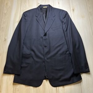 DONNA KARAN Signature Black Glen Plaid Italy Wool Blazer 3 Button Mens Size 46